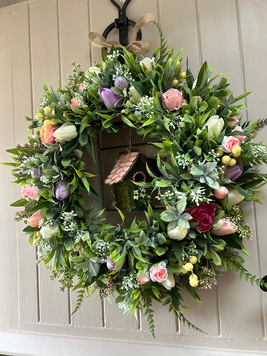 Bird house spring/ summer faux wreath (FREE P&P)