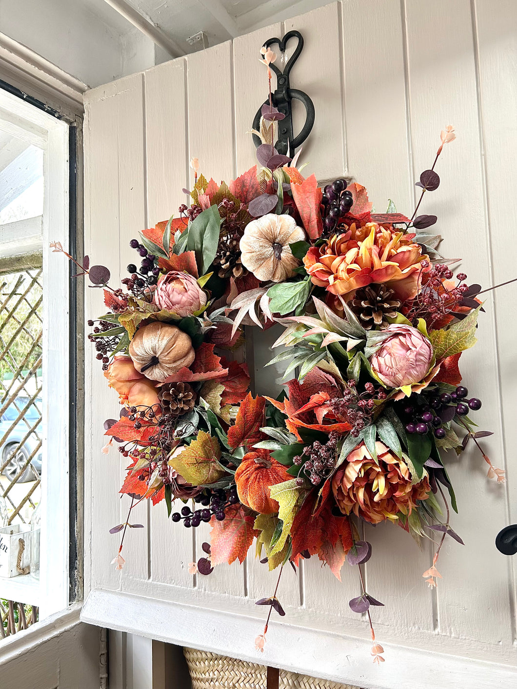 “PUMPKIN SPICE” artificial autumn wreath (FREE P&P)