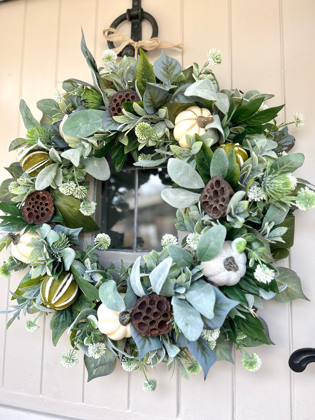 “GLENDA” autumn greens artificial wreath (FREE P&P)