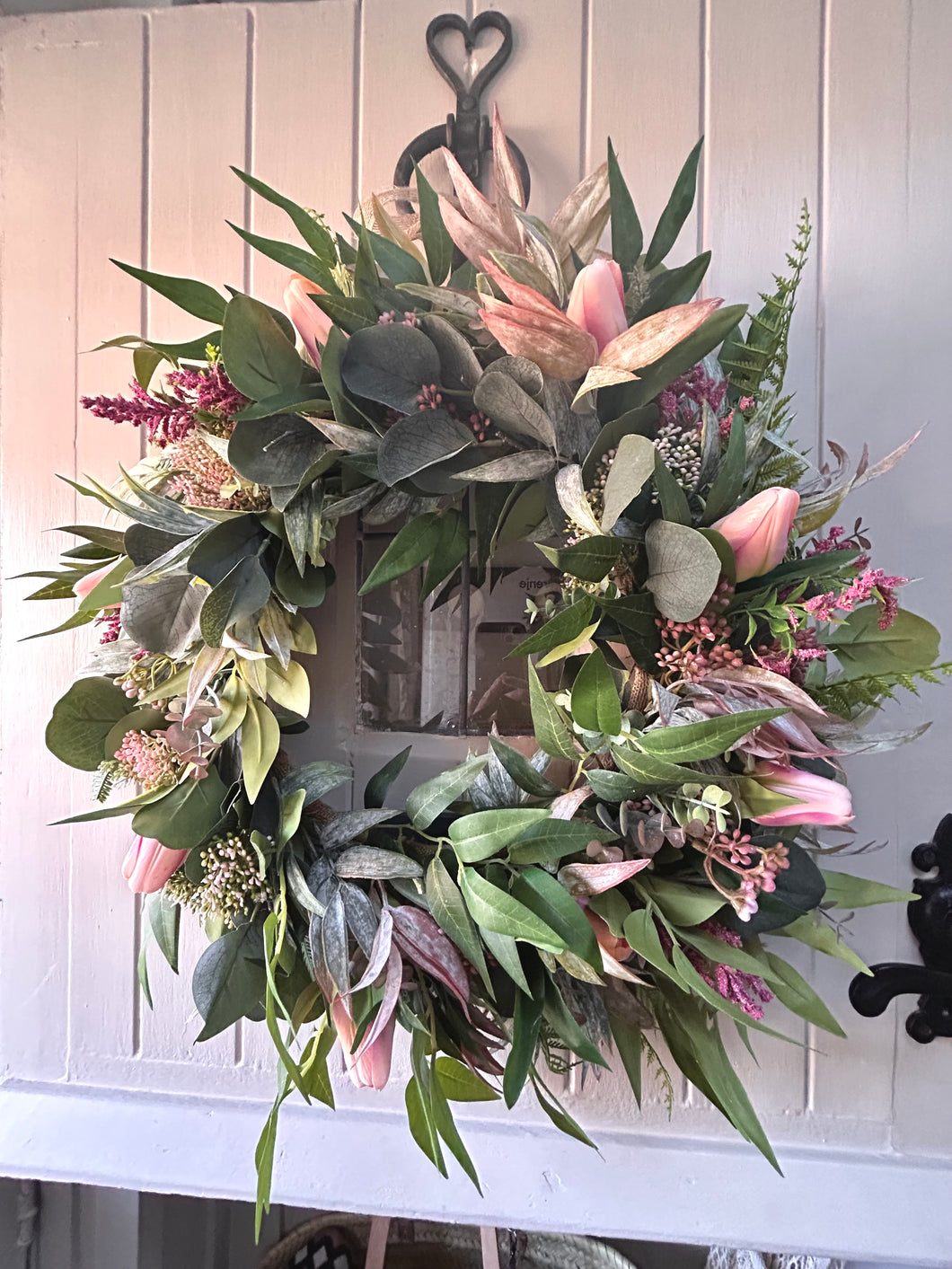 Penelope Pink tulip faux wreath (FREE P&P)