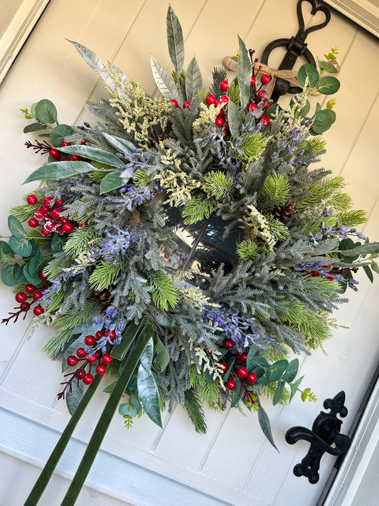 “NORTON” winter/ christmas artificial wreath (FREE P&P)
