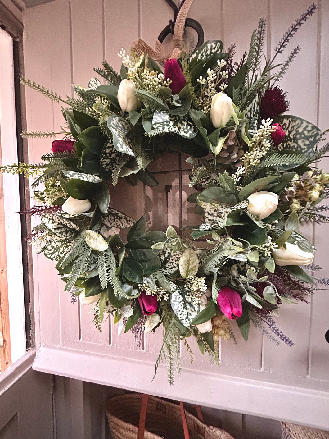 ALL YEAR  tulip faux wreath (FREE P&P)