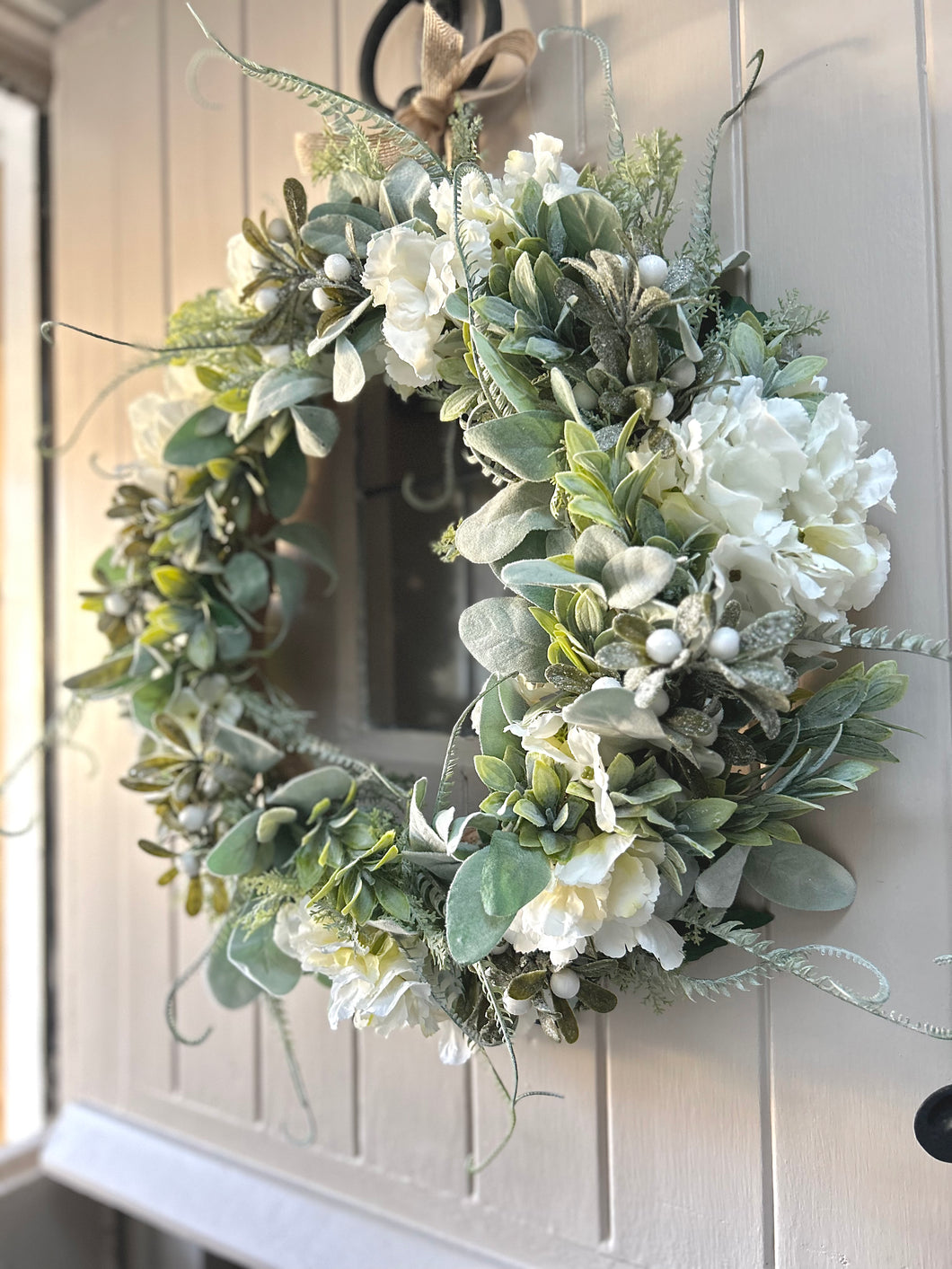 “ELLIE” lambs ear faux wreath