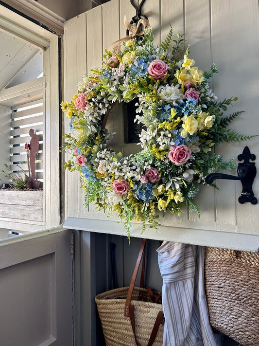 “JULIET” spring summer natural faux wreath (FREE P&P)