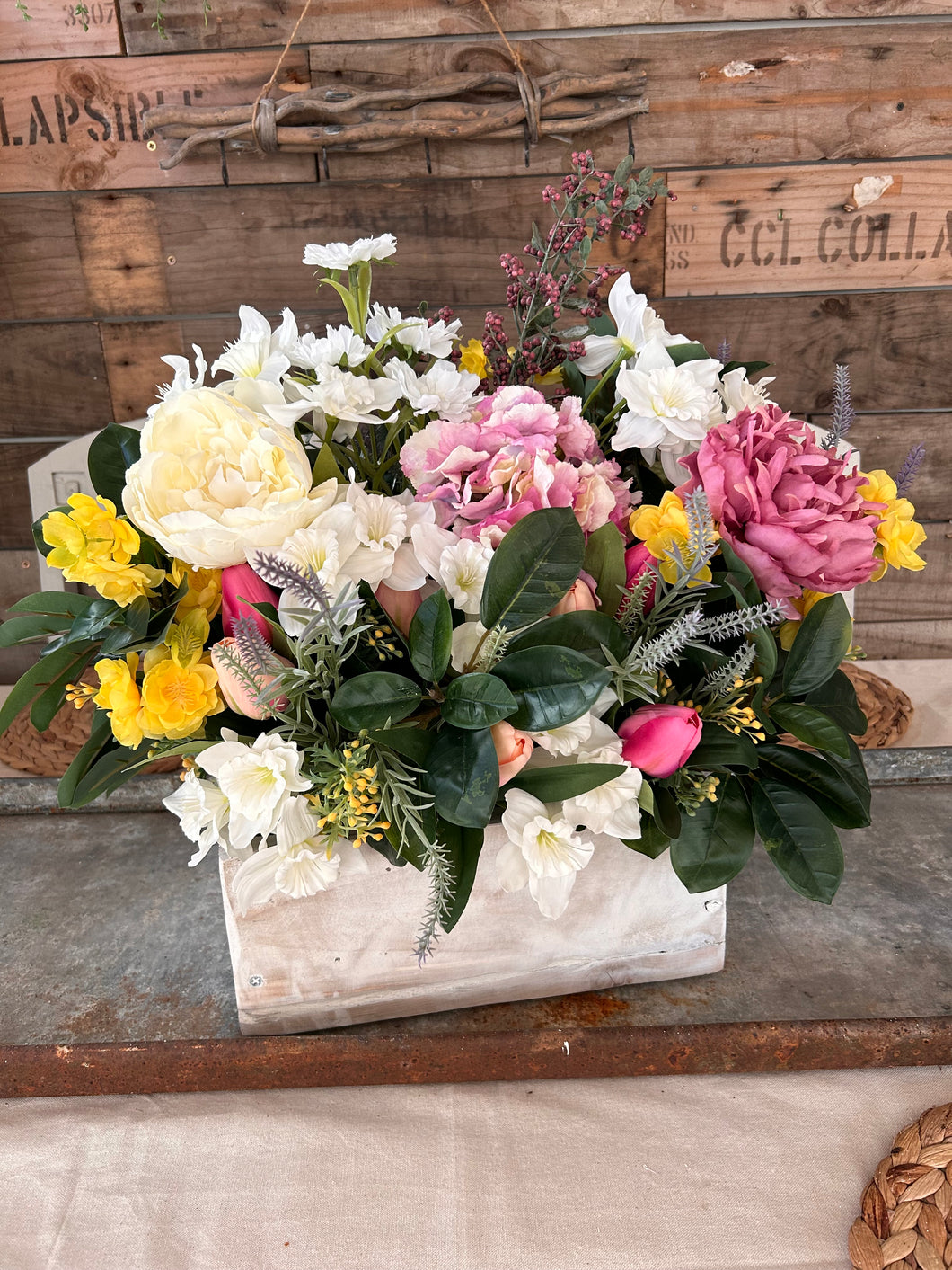 Spring rustic  (TROUGH FLOWER BOX) FREE P&