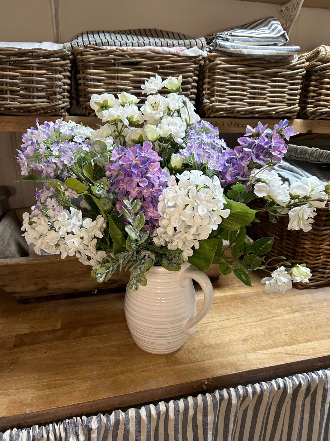 Rustic l Spring summer bouquet with jug vase & free P&P