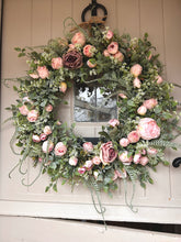 Load image into Gallery viewer, “BED OF PINK ROSES” faux wreath (FREE P&amp;P)
