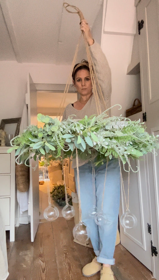 Full foliage hanging faux wreath (optional flowers)free uk shipping
