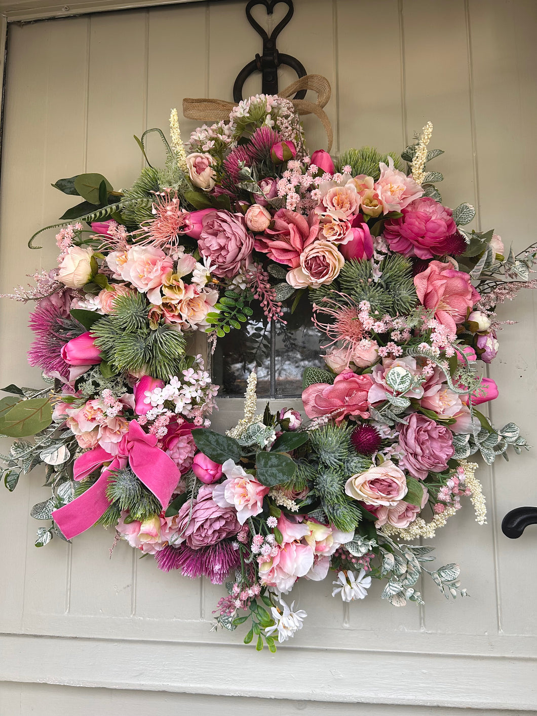 “All the pinks”new for 2025 faux wreath (FREE P&P