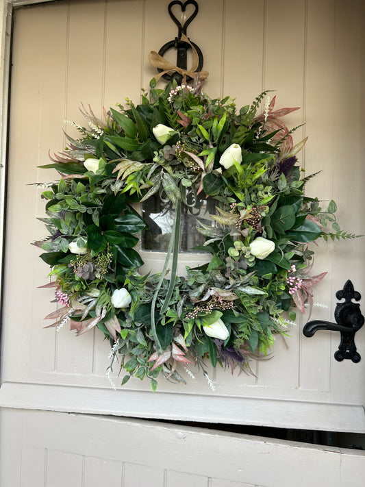 “PENNY” tulip natural faux wreath
