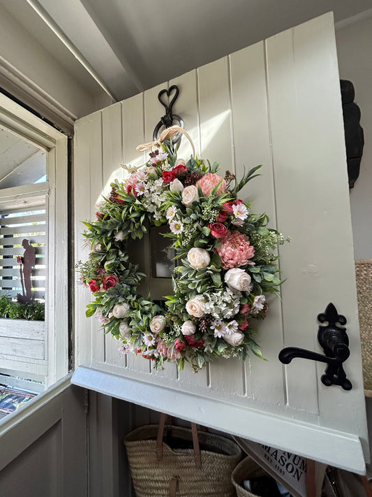 Strawberry’s and cream summer artificial wreath (FREE P&P)