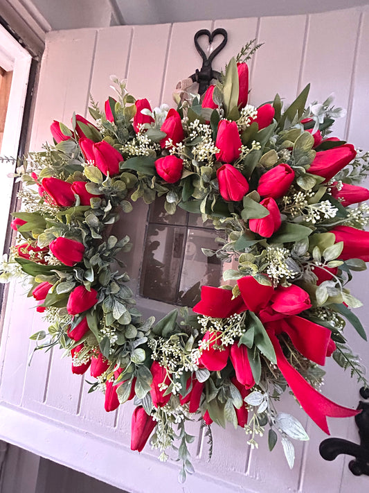 “GRACIE” red faux wreath (FREE P&P