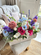 Load image into Gallery viewer, Summer love Handmade wooden trough with inc floral display (FREE P&amp;
