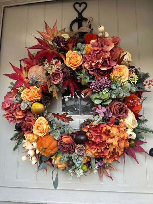 Autumn ready to post  artificial wreath (FREE P&P)