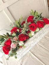 Load image into Gallery viewer, Lovers roses Handmade wooden trough with artificial floral display (FREE P&amp;P)
