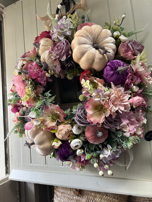 Lady Pearl Autumn ready to post  artificial wreath (FREE P&P)