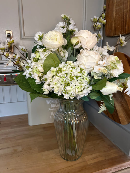 Spring summer bouquet with vase & free P&P