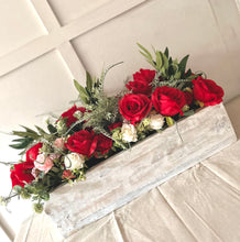 Load image into Gallery viewer, Lovers roses Handmade wooden trough with artificial floral display (FREE P&amp;P)
