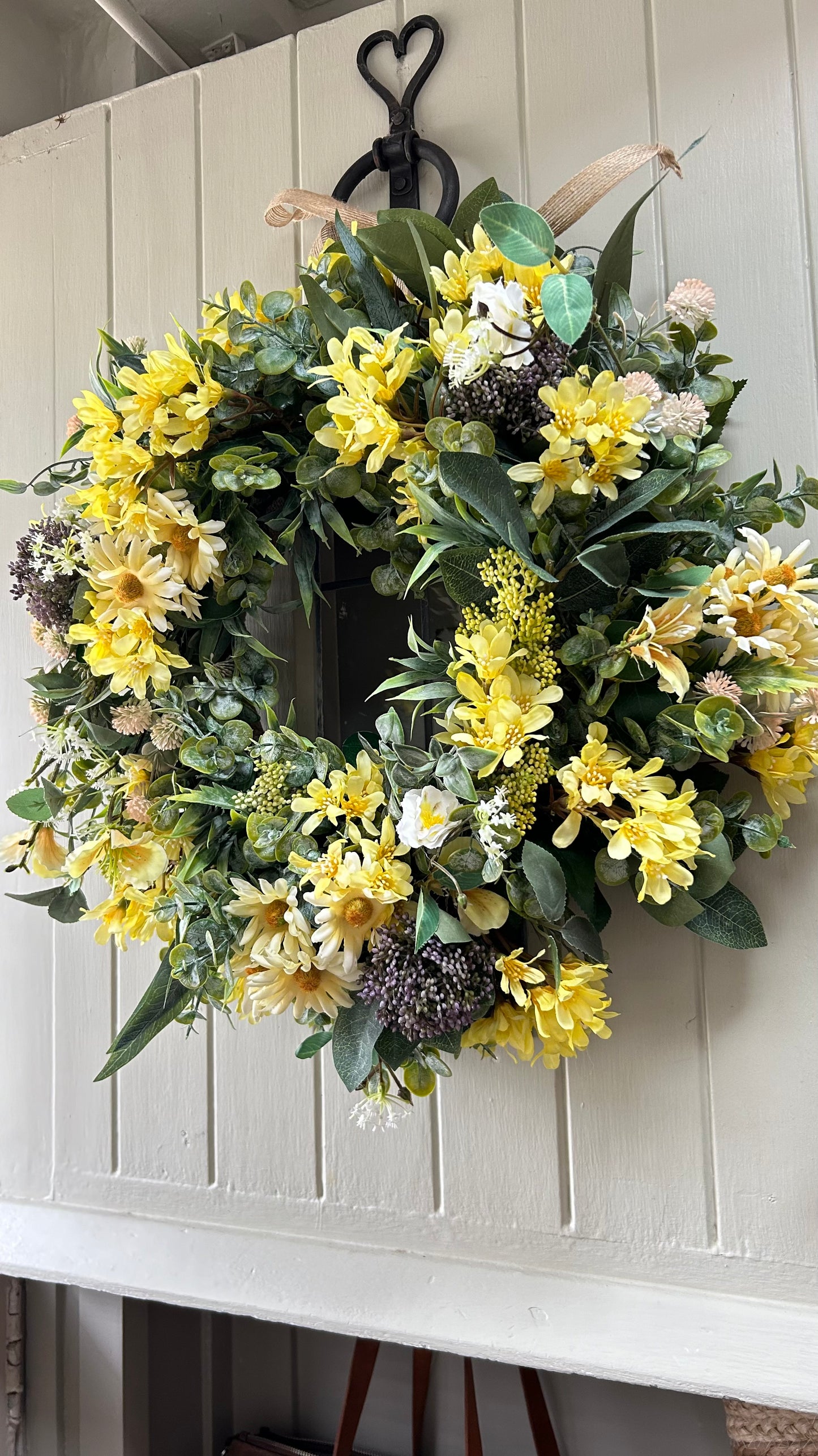 Spring yellow artificial wreath (FREE P&P)