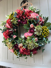 Load image into Gallery viewer, greeen and red berry faux wreath (FREE P&amp;P) ready to post
