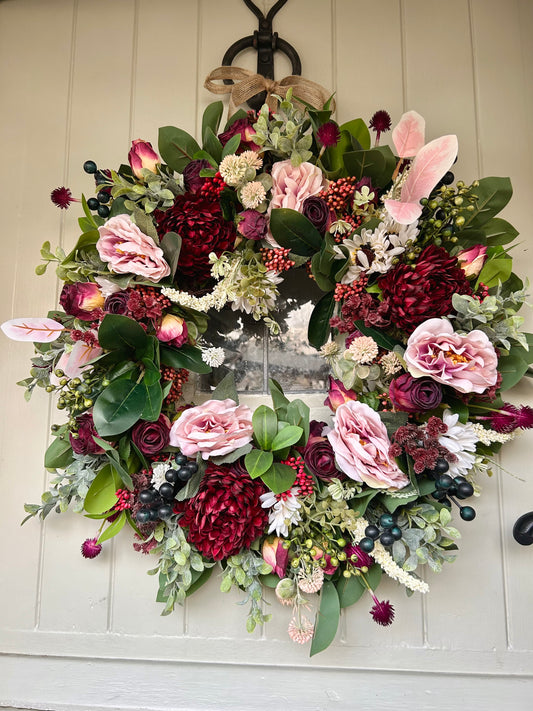 “MAGENTA” made to order for Jan, new for 2025 faux wreath (FREE P&P