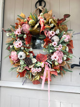 Load image into Gallery viewer, “BLUSHING AUTUMN” artificial wreath (FREE P&amp;P)
