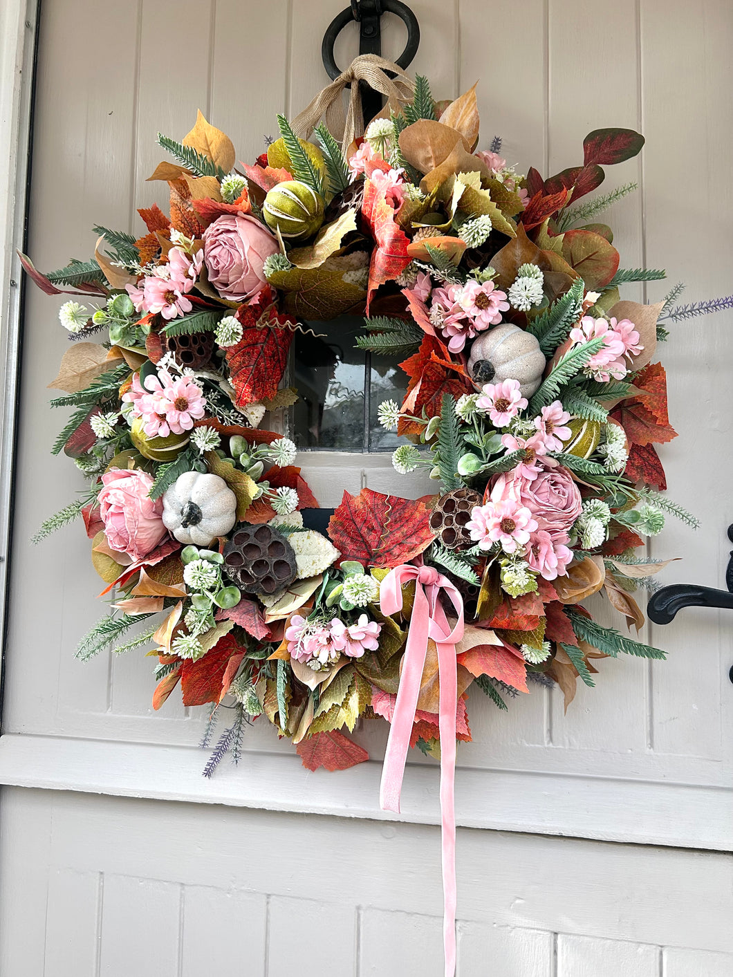 “BLUSHING AUTUMN” artificial wreath (FREE P&P)