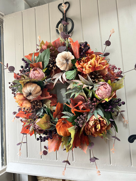 “PUMPKIN SPICE” artificial autumn wreath (FREE P&P)