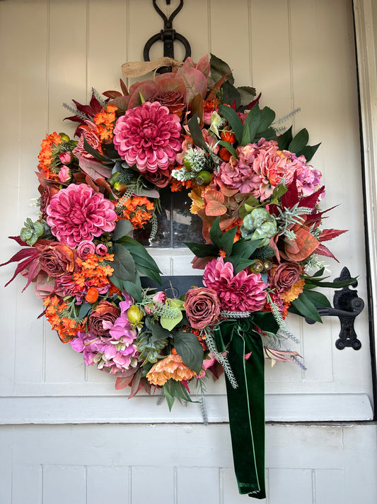 Autumn blush Winter artificial wreath (FREE P&P)