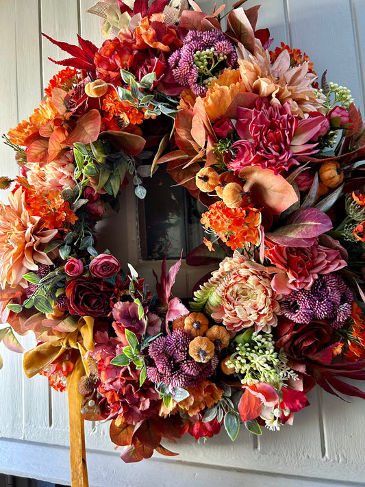 Autumn blush Winter artificial wreath (FREE P&P)