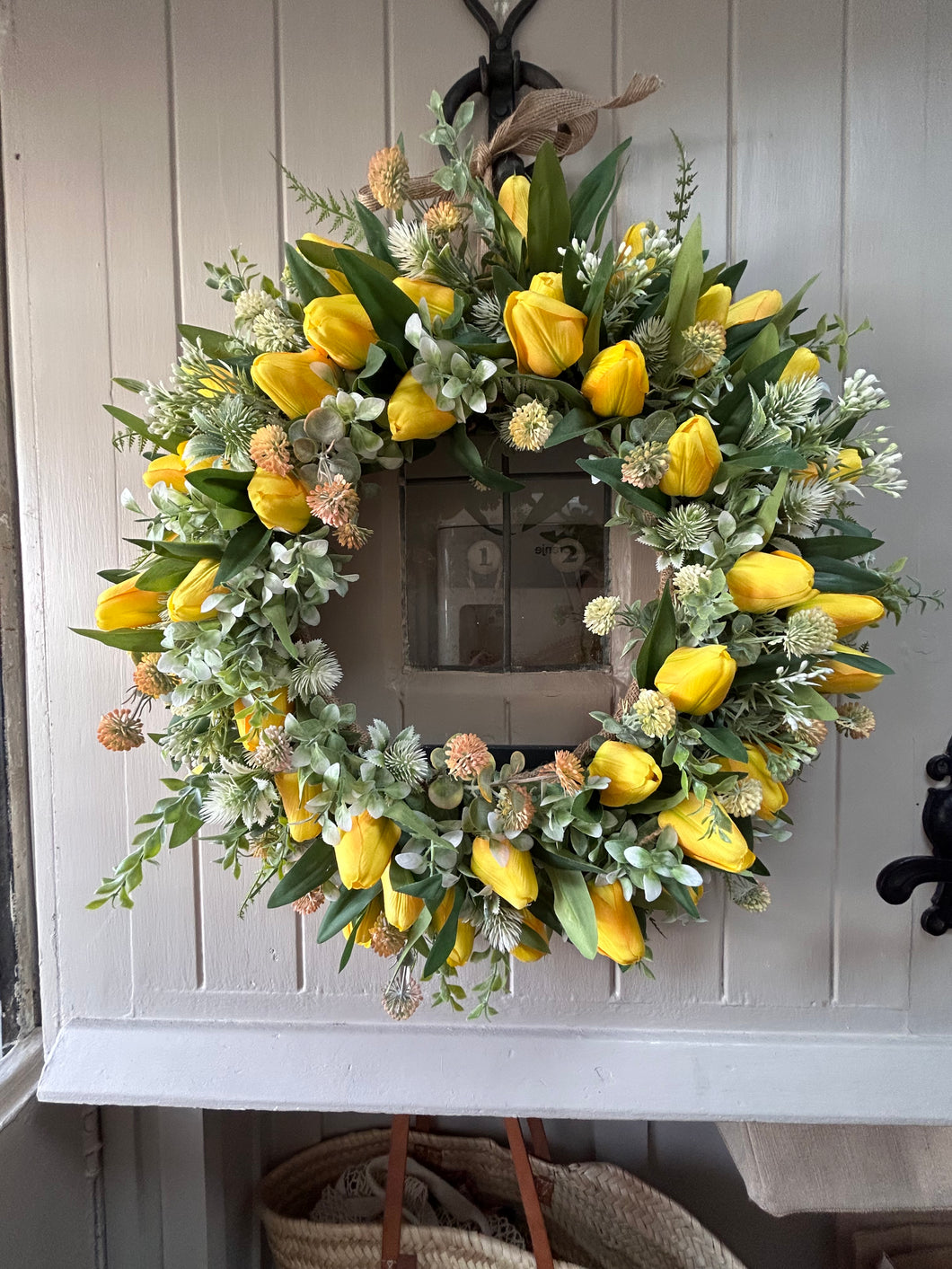 “JESSY”  yello tulip faux wreath (FREE P&P)w