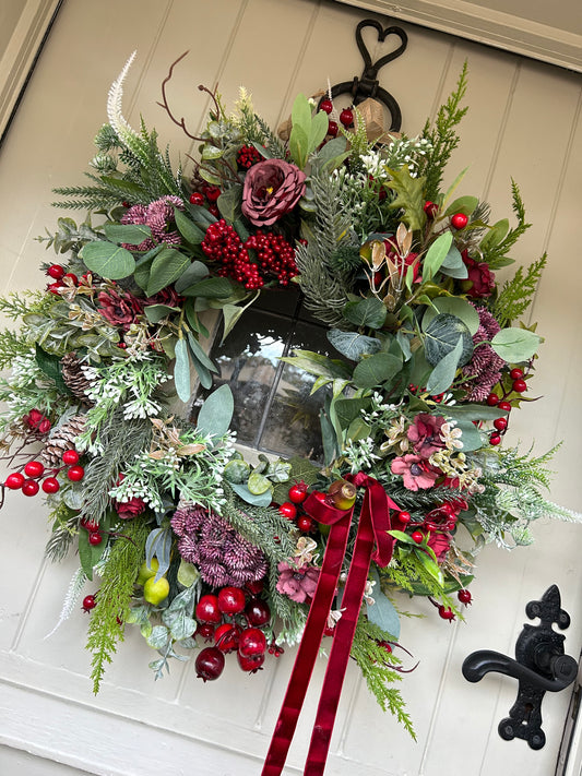 “BERRY DELIGHT”” winter artificial wreath (FREE P&P)