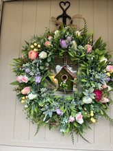 Load image into Gallery viewer, Bird house spring/ summer faux wreath (FREE P&amp;P one available
