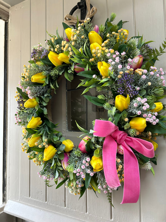 “SERENITY” tulip natural faux wreath (FREE P&P)