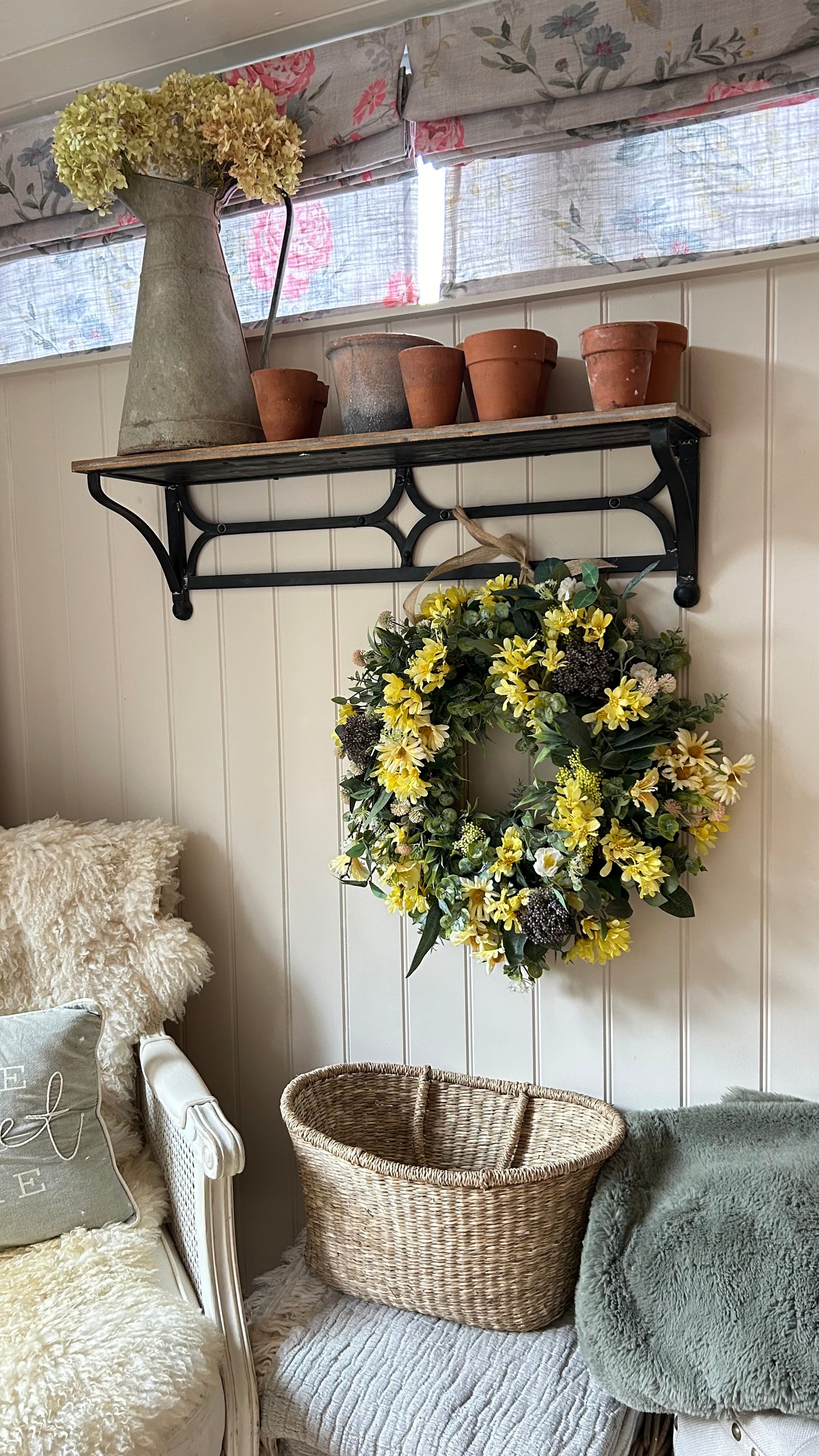 Spring yellow artificial wreath (FREE P&P)