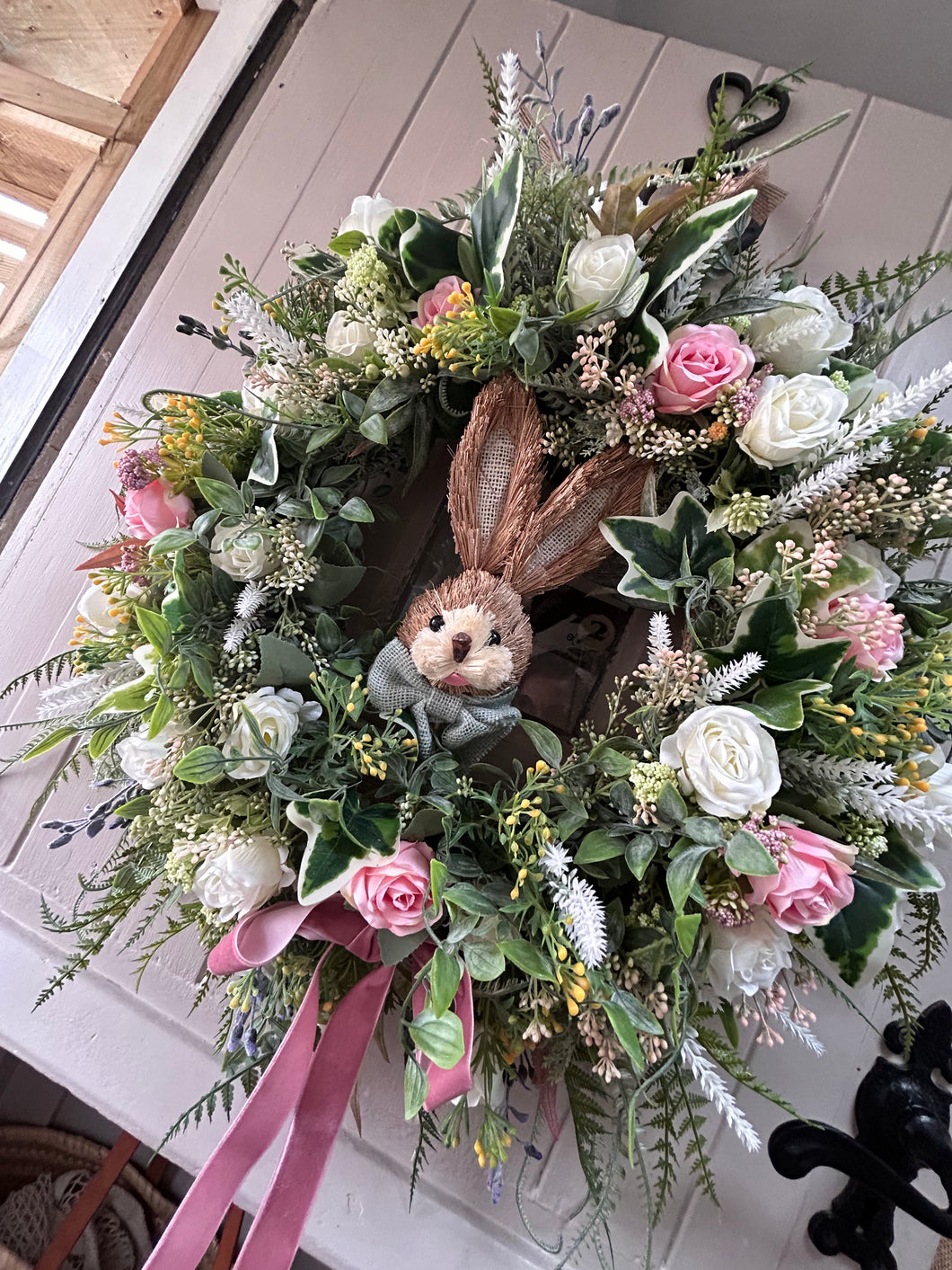 “BUNNY” natural faux wreath (FREE P&P (limited stock)delivery late Jan-feb