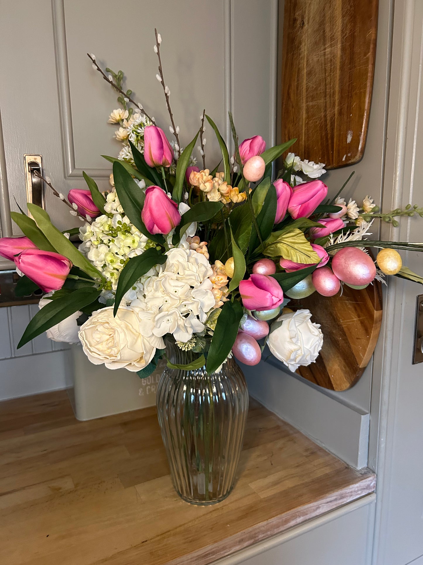 Spring easter bouquet with vase & free P&P