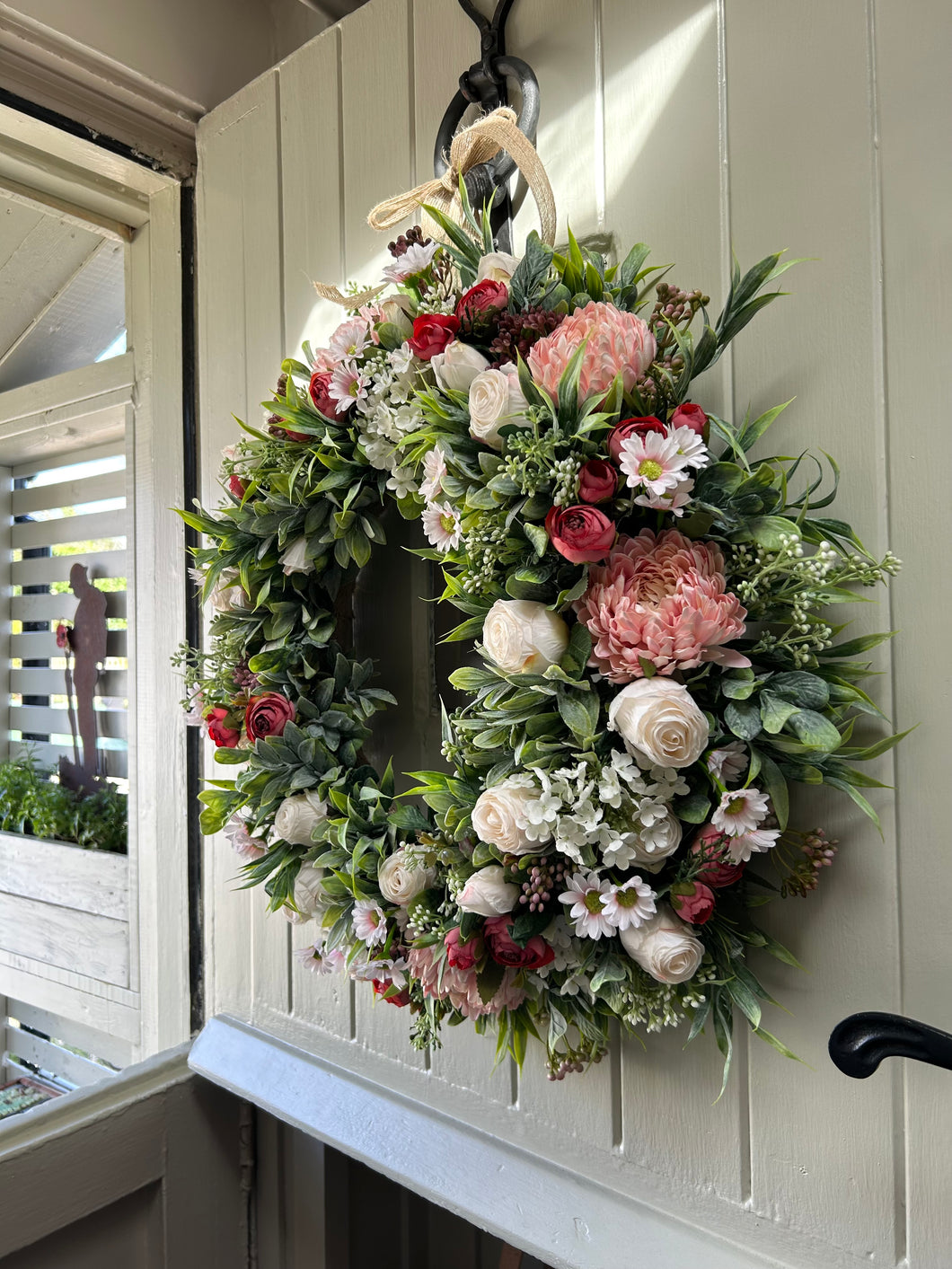 Strawberry’s and cream summer artificial wreath (FREE P&P)