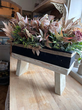 Load image into Gallery viewer, “MOCHA” black Handmade wooden trough with artificial floral display (FREE P&amp;P)
