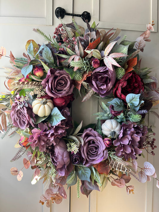 “MIDNIGHT LADY” artificial autumn and winter wreath (FREE P&P)
