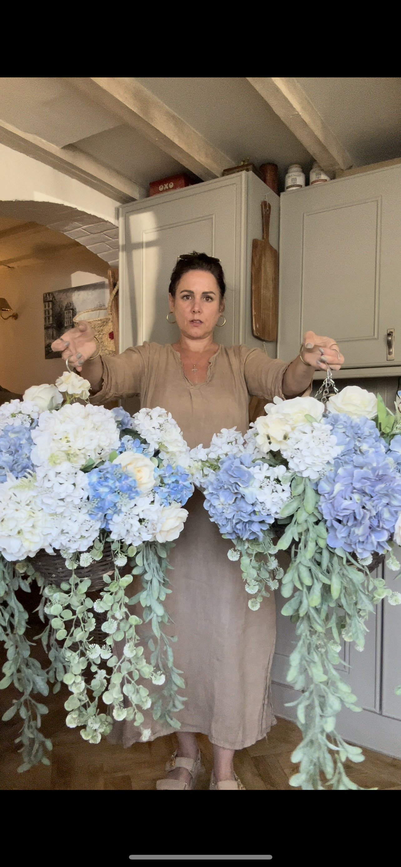 “FULL BLOOM BLUE” Luxury artificial hanging basket (FREE UK P&P) (Copy)