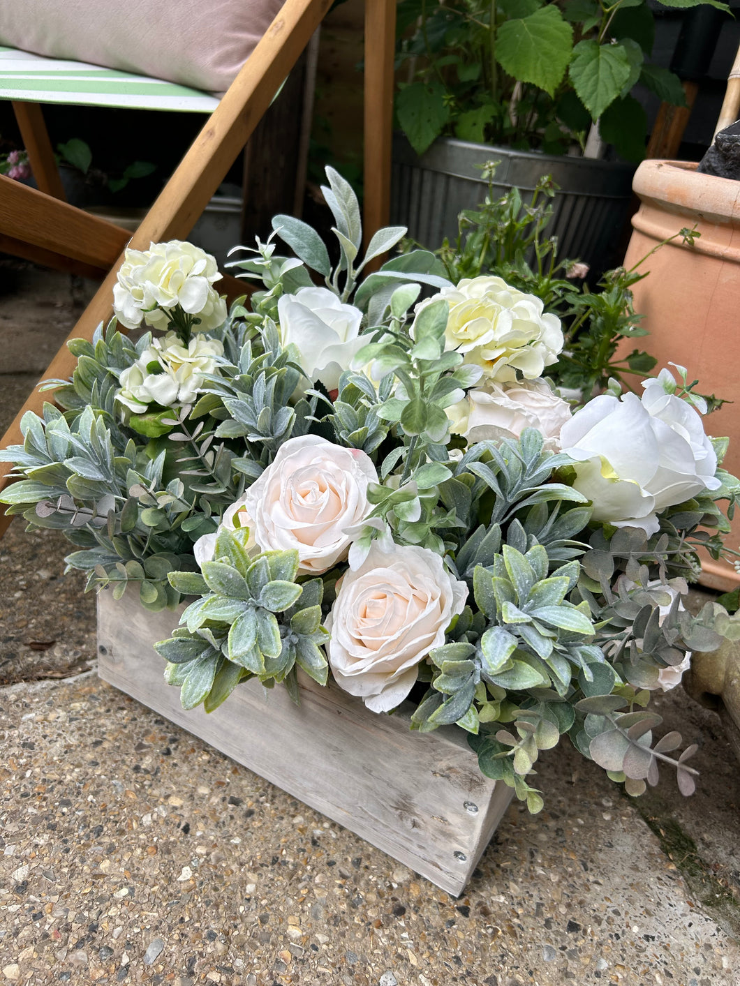 rustic wooden  (TROUGH FLOWER BOX) FREE P&P