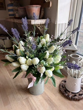 Load image into Gallery viewer, White tulip and lavender bouquet (only) free P&amp;P
