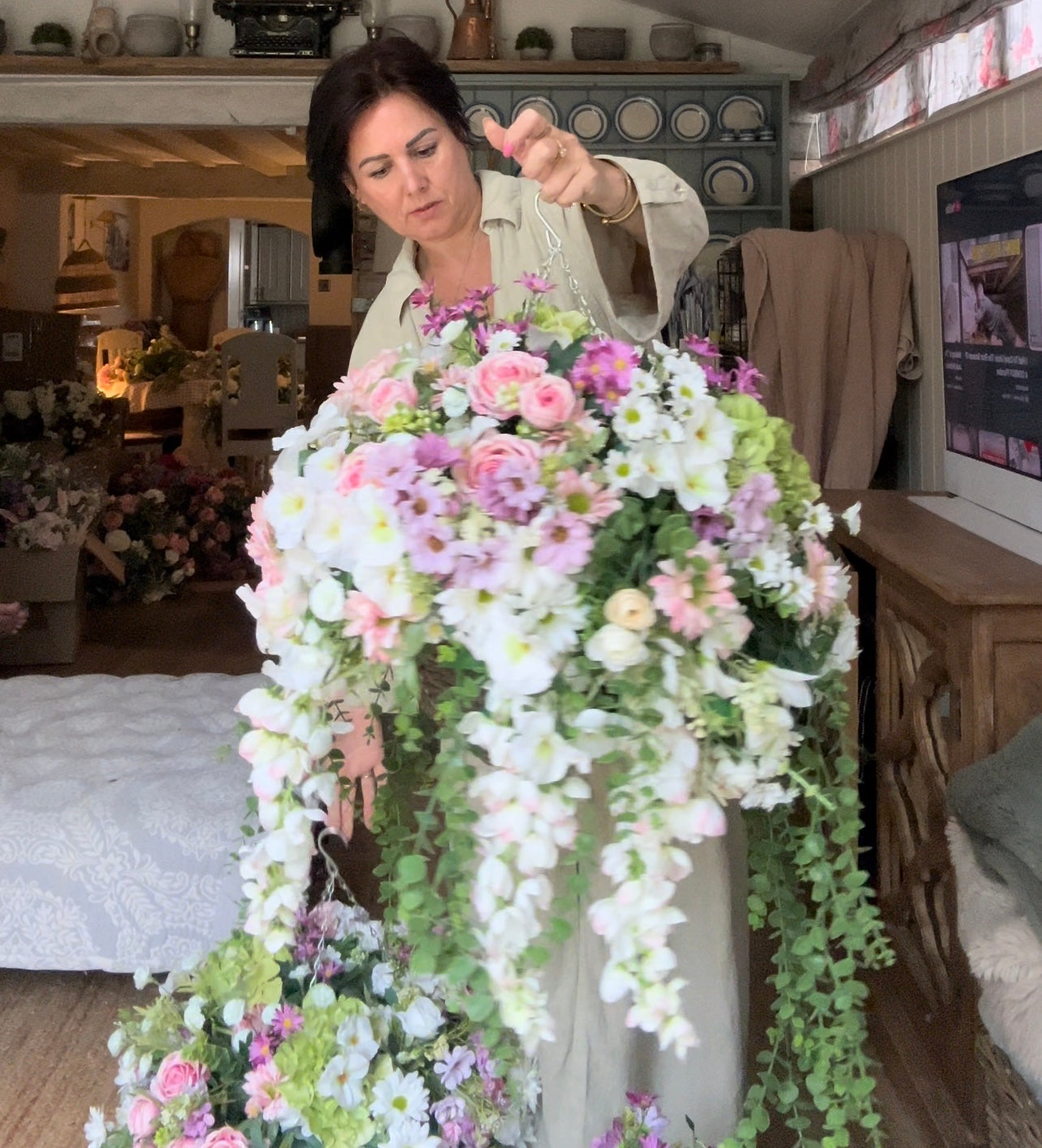 “LILLIE” summer Luxury artificial hanging basket (FREE P&P) made to order