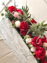 Load image into Gallery viewer, Lovers roses Handmade wooden trough with artificial floral display (FREE P&amp;P)
