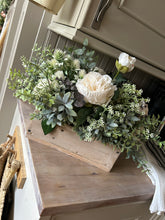 Load image into Gallery viewer, Dry touch rose RUSTIC TROUGH” luxury foliage and rose display (FREE P&amp;P)
