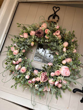 Load image into Gallery viewer, “BED OF PINK ROSES” faux wreath (FREE P&amp;P)
