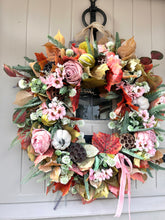 Load image into Gallery viewer, “BLUSHING AUTUMN” artificial wreath (FREE P&amp;P)
