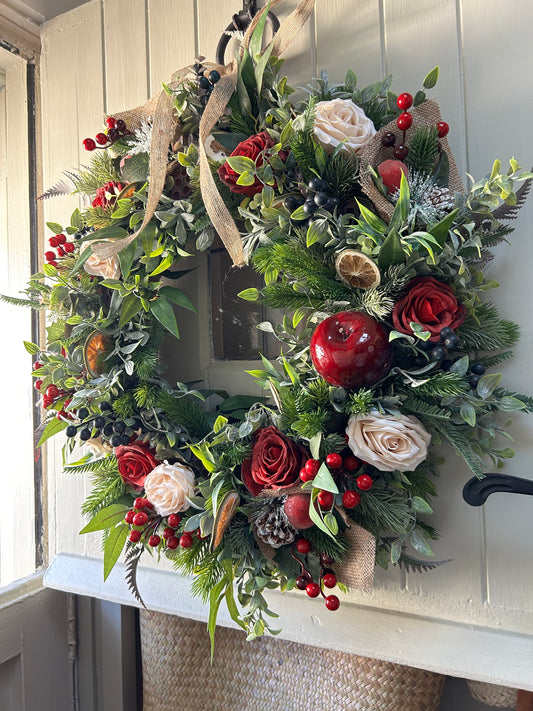 “LADY IN RED” Christmas wreath (FREE P&P)