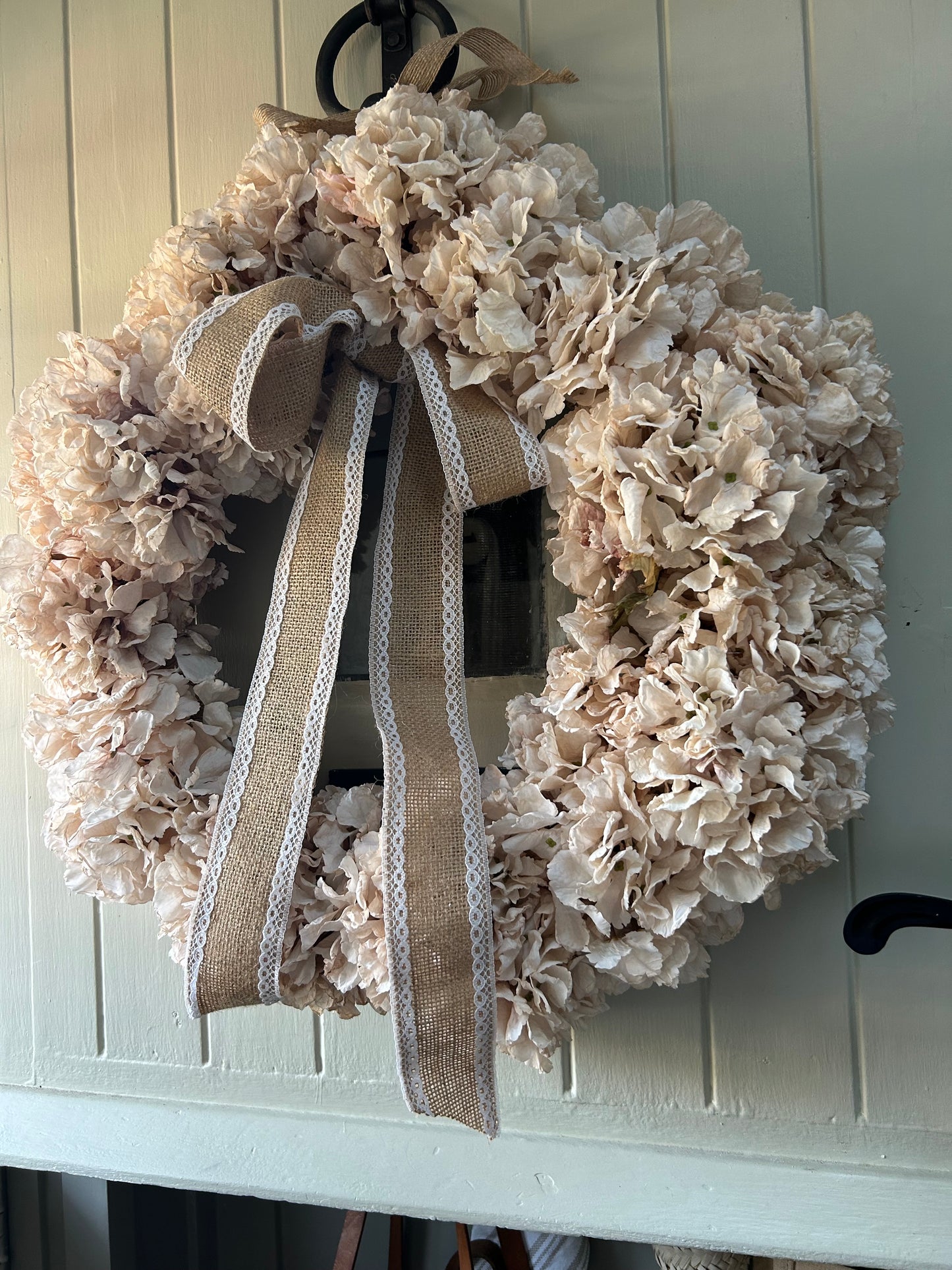 Rustic dry touch hyrange faux wreath